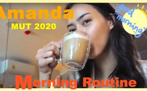 Amanda’s morning routine—caffeine and food for thought.
