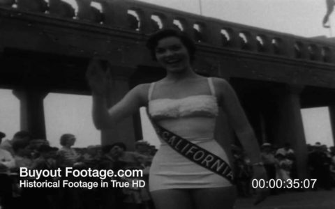 HD Stock Footage Miss America Beauty Pageant Atlantic City 1954 Newsreel