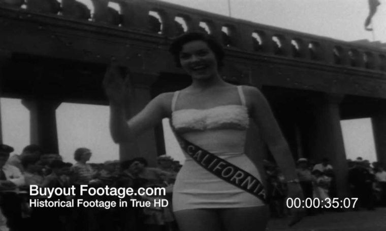 HD Stock Footage Miss America Beauty Pageant Atlantic City 1954 Newsreel