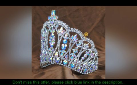 ✘Evaluate Women Large AB stone Crystal Queen Tiaras and Crowns Pageant Prom Diadem Hair Ornaments W