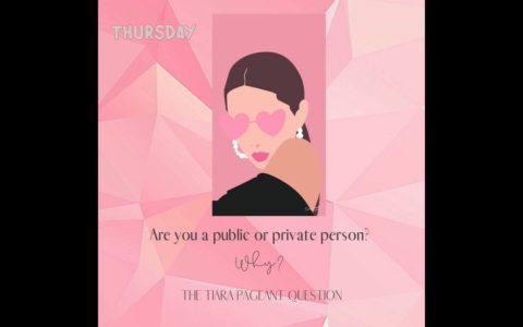 The Tiara Pageant Question of the Day :  Are you a Private person or a Public person? #private